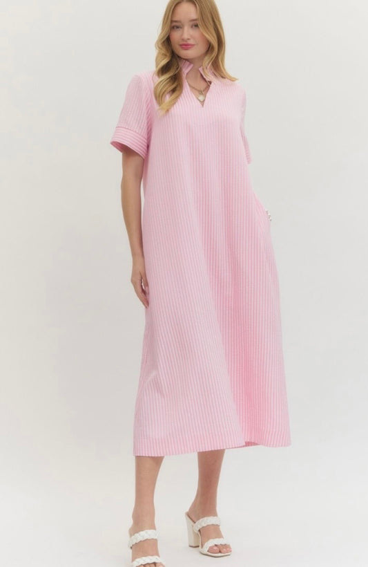Simply Stripes Dress Pink