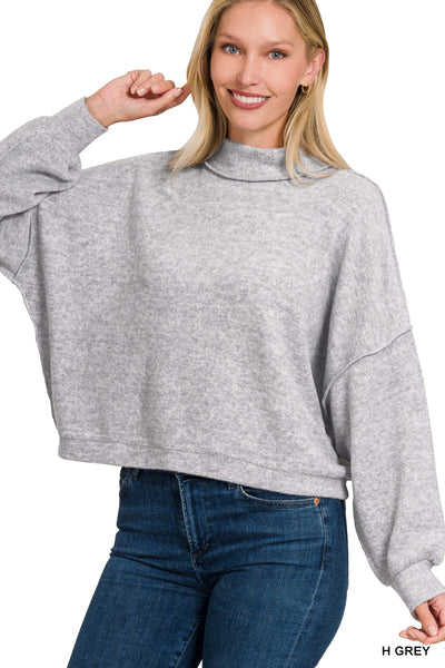 Cropped Hacci Sweater Gray