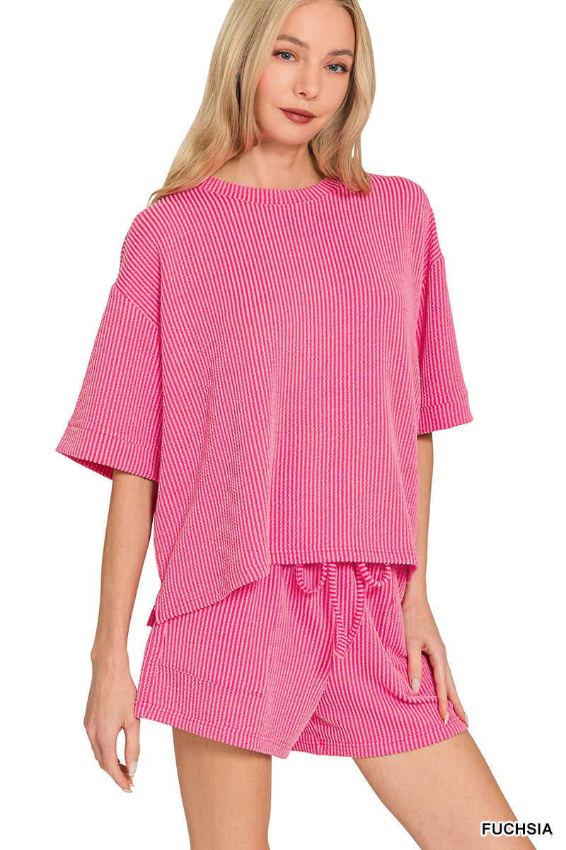 The Brynlee Short Set Fuchsia