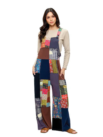 Overall Boho Floral Patchwork