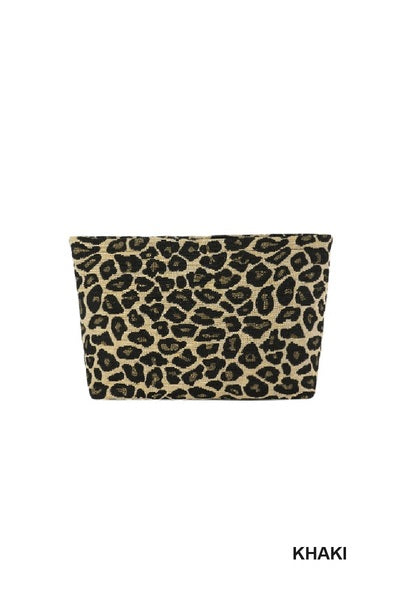 Leopard Cosmetic Clutch Bag Khaki