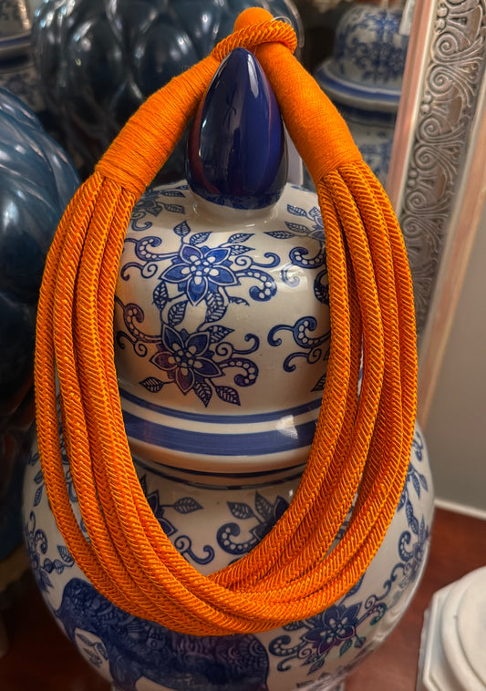 Multi Strand Rope Necklace Orange