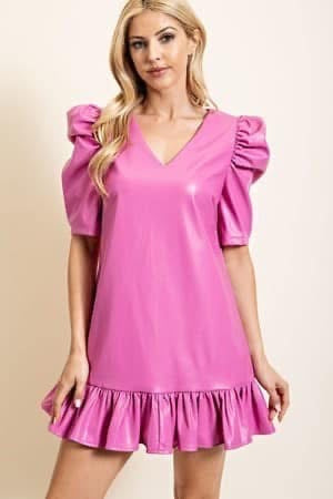 Bubble Gum Pink Leather Dress