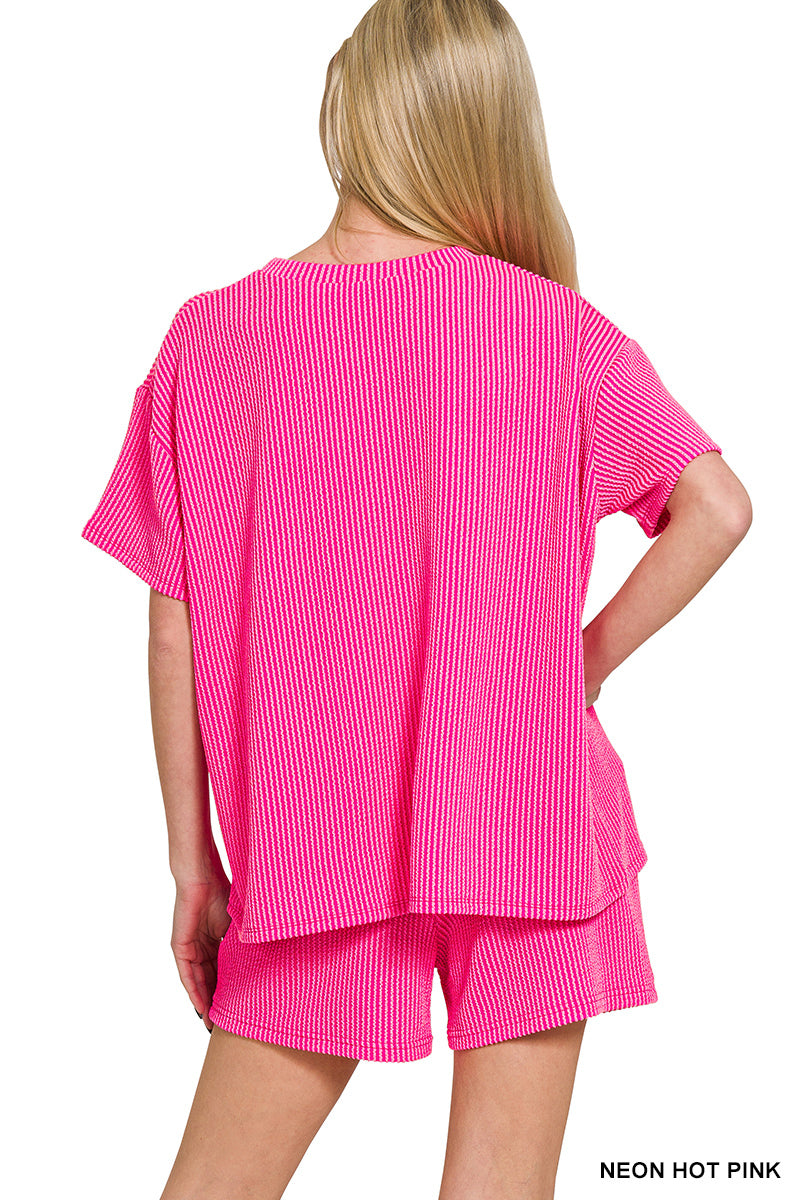 The Thea Short Set Hot Pink