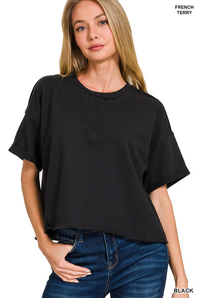 Cropped Black Tee