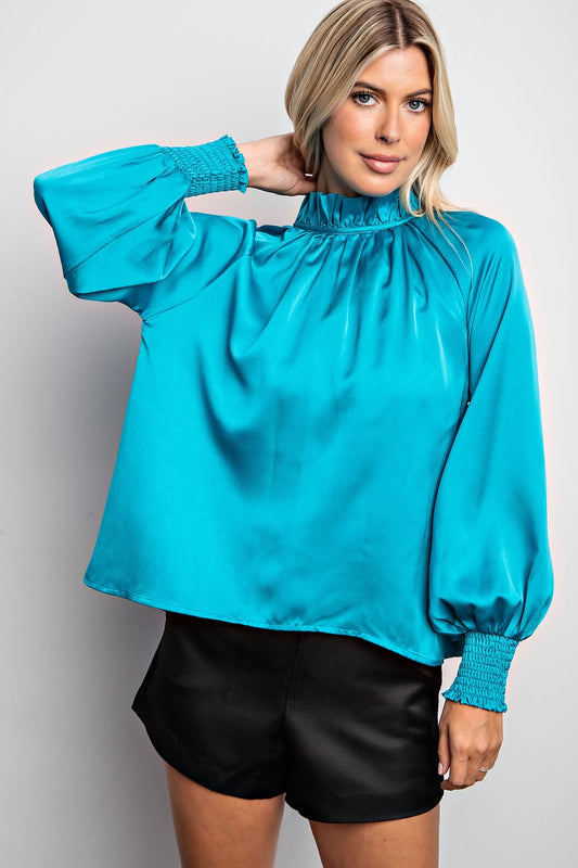 High Collar Blouse Teal
