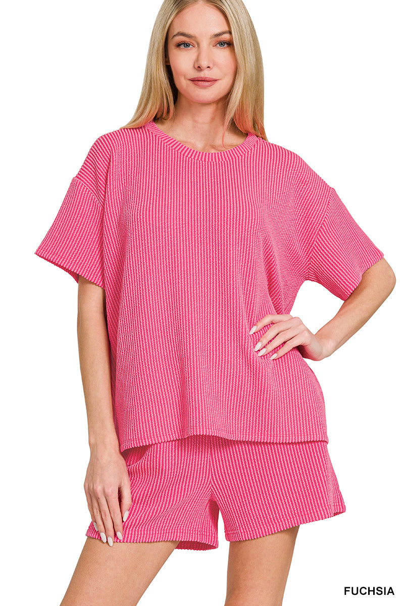 The Thea Short set fuchsia