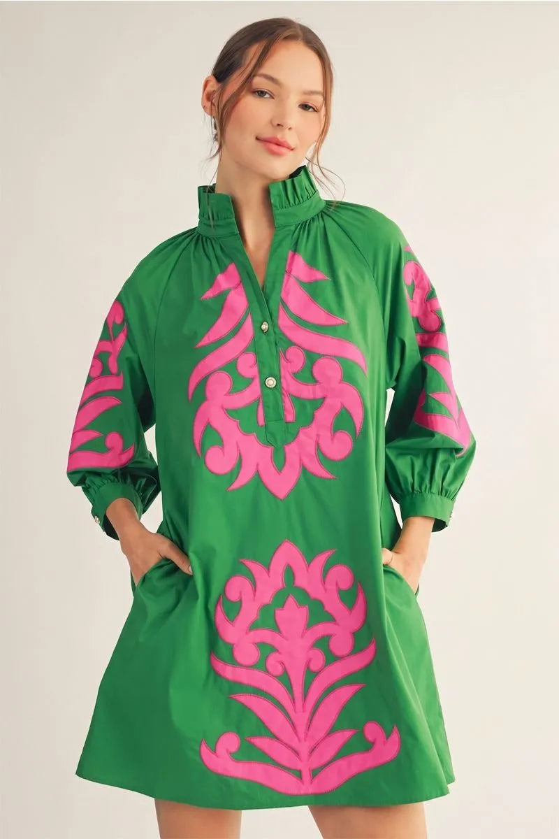 The Emilee Dress Rose/Green