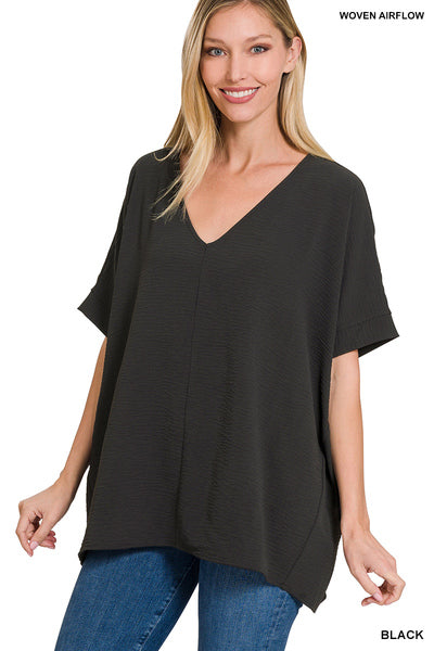 Woven Dolma Short Sleeve Black