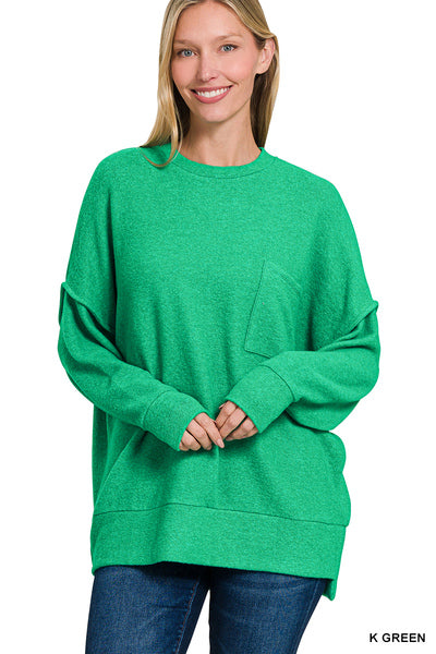 Brushed Melange Sweater K Green