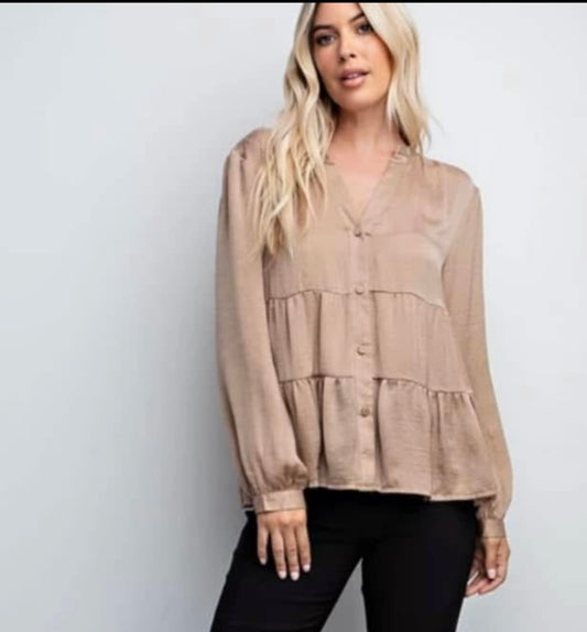 Taupe Tiered Top