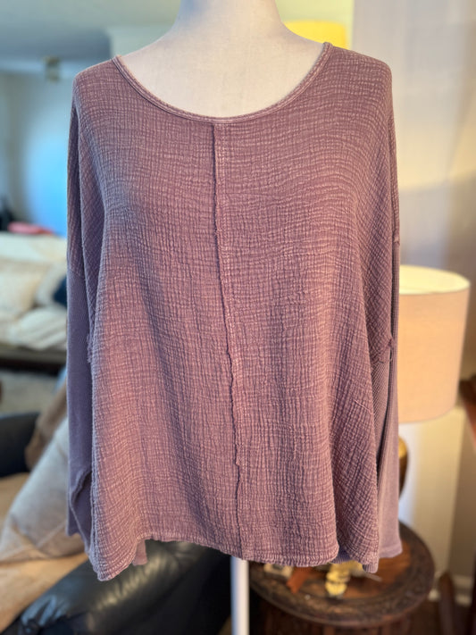 Dusty Purple Washed Loose Fit Top