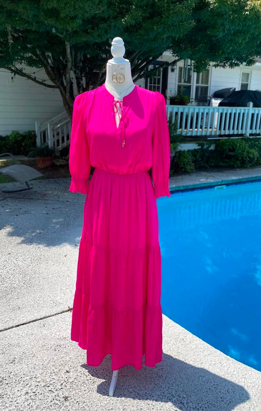 Split Neck Pink Maxi