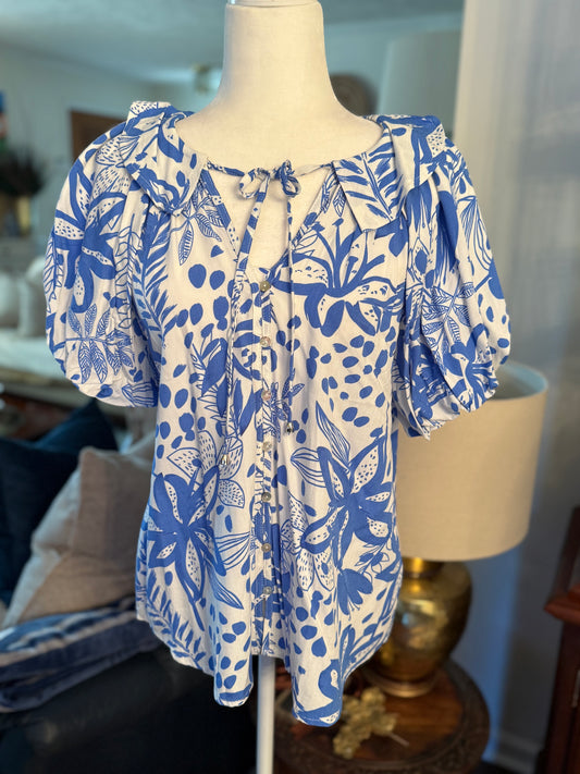 Blue White Top