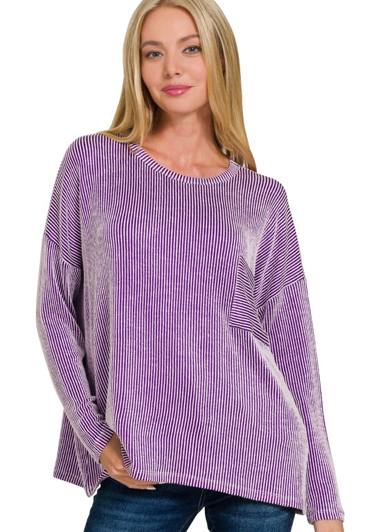 Violet Ribbed Top