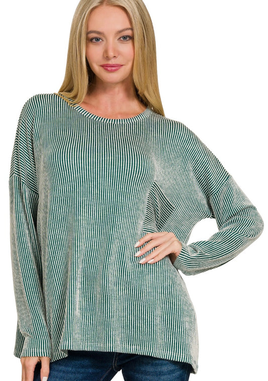 Green Ribbed Shirt