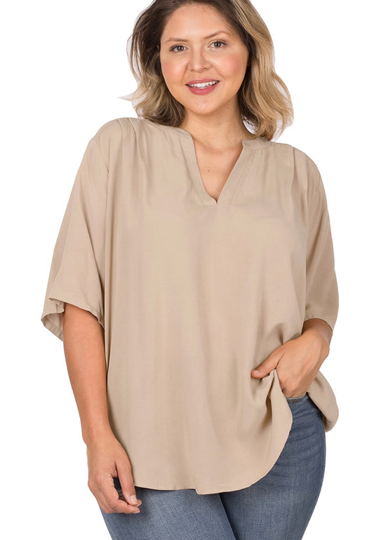 Ash Mocha V Neck Top