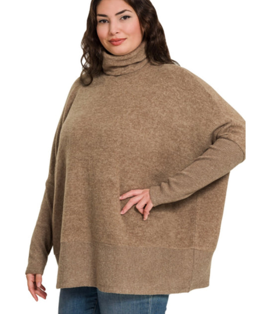 Brushed Hacci Turtleneck Mocha