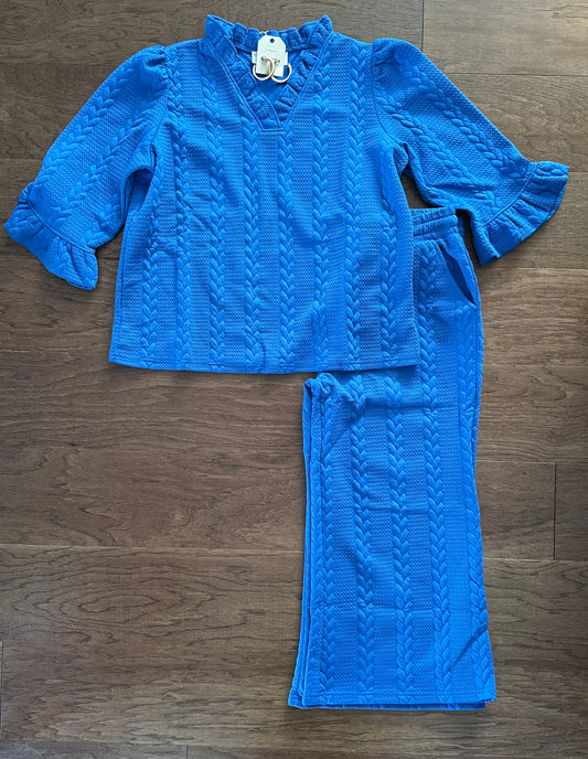 Textured Long Sleeve Blue Set VEVB