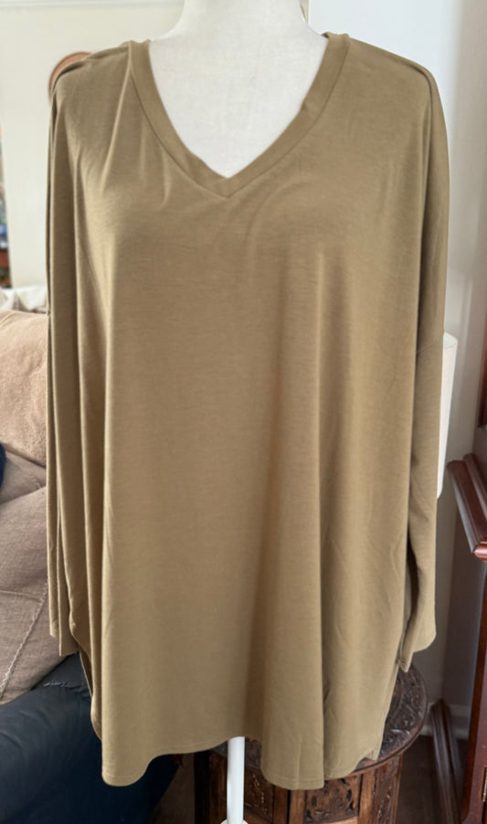 Khaki Top Split Hem