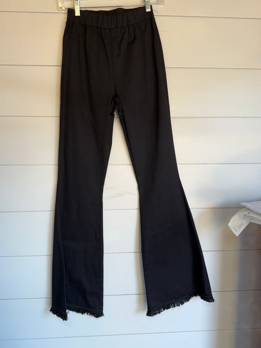 Flare Leg Raw Hem Black Jeans