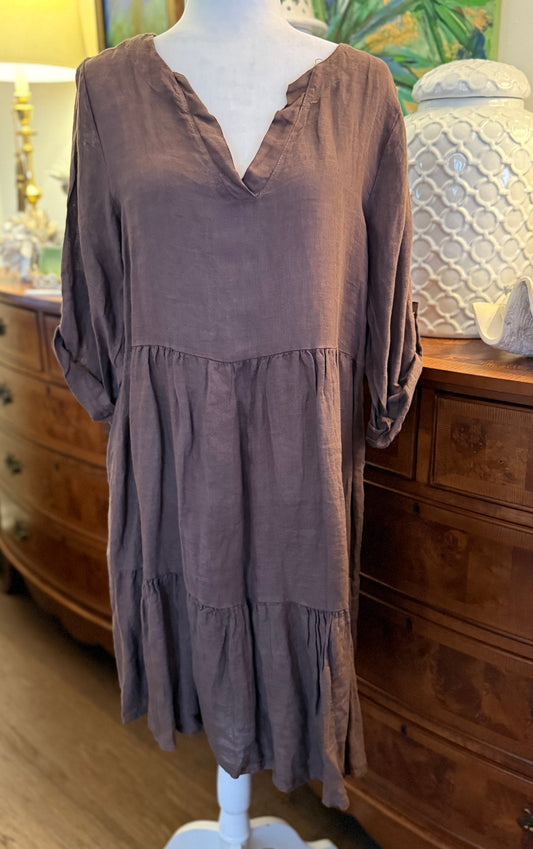 Linen Dress Brown