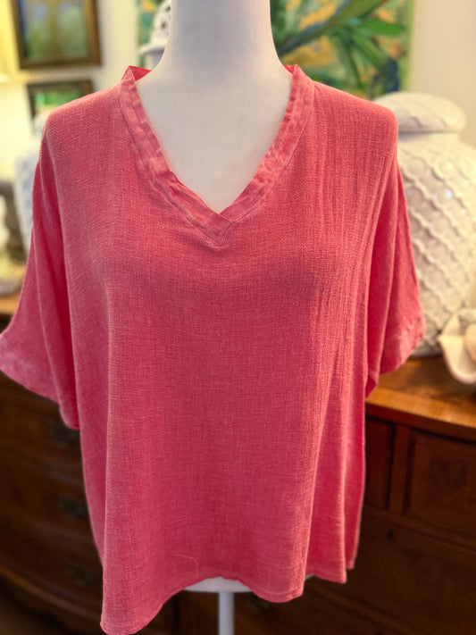 Coral Linen Shirt
